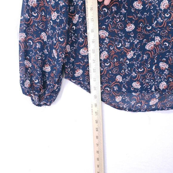 Where Are You From Multicolor Lightweight Sheer Floral Long Sleeve Blouse Small - Picture 5 of 15